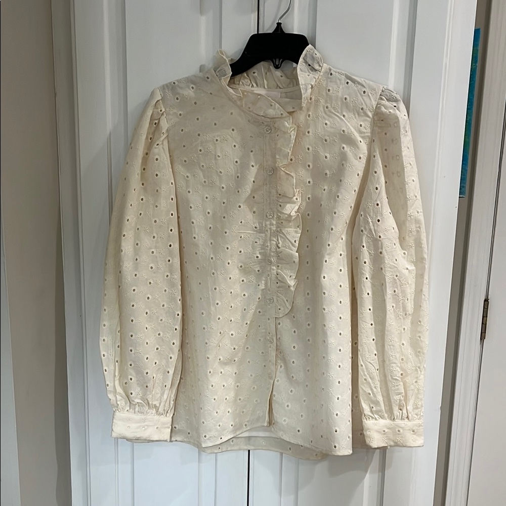Entro Cream Ruffled Blouse